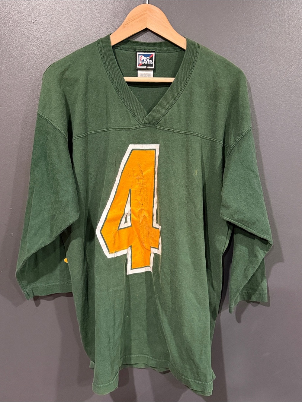 Pro Player Green Bay Packers Jersey Top with Yellow Number 4